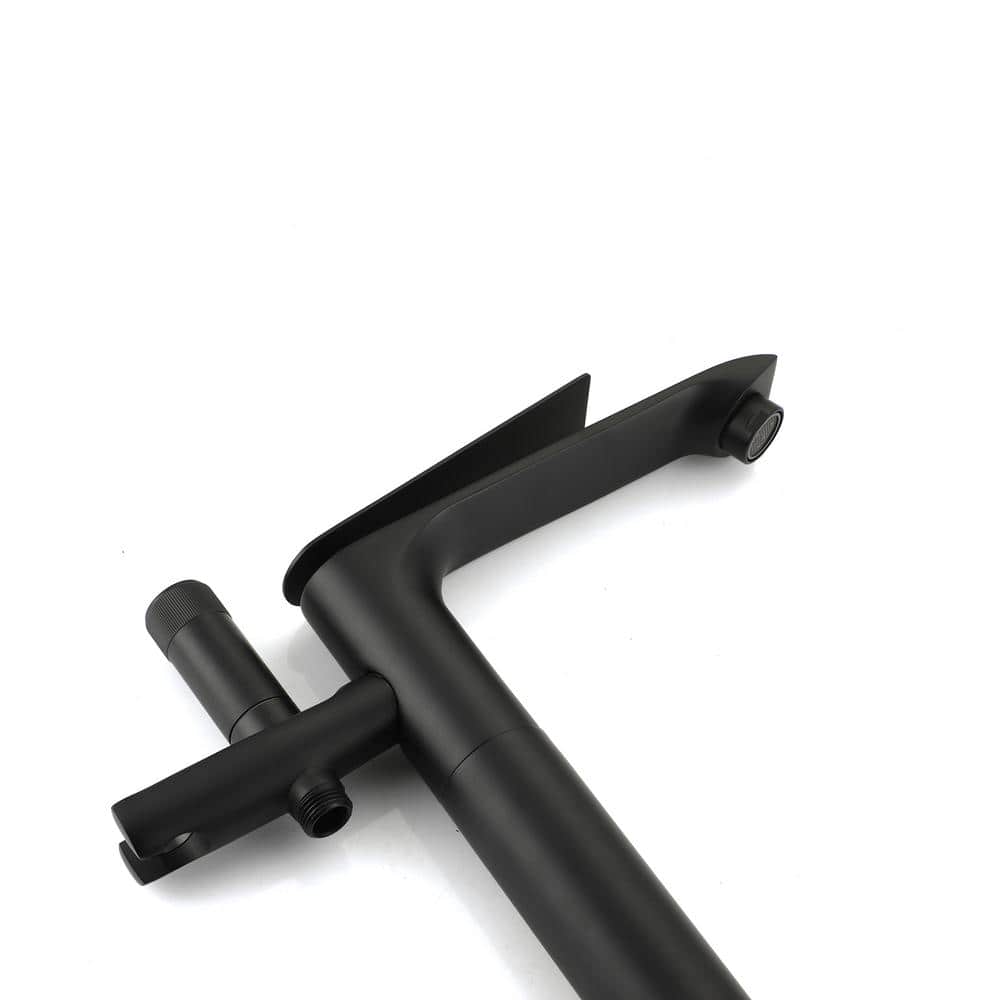 Matte Black Freestanding Tub Filler Faucet with Handheld Shower