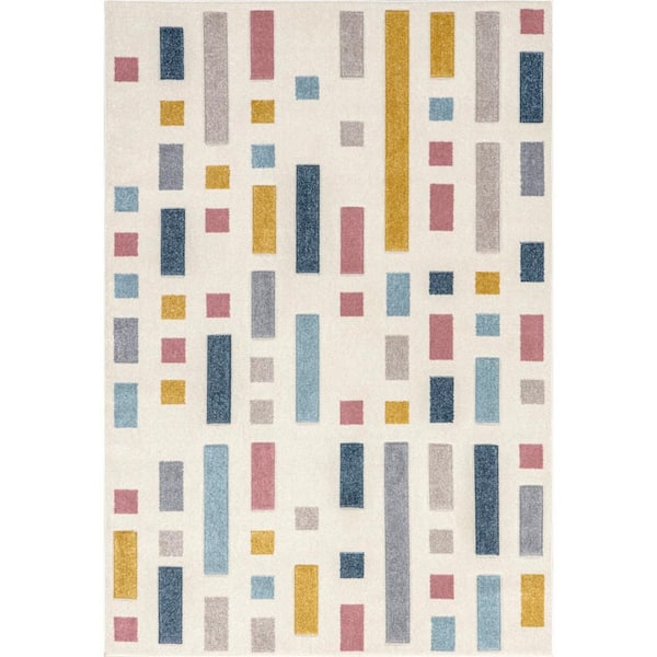 nuLOOM Sandrine Scattered Blocks Kids Multicolor 5 ft. x 8 ft. Mid-Century Modern Area Rug