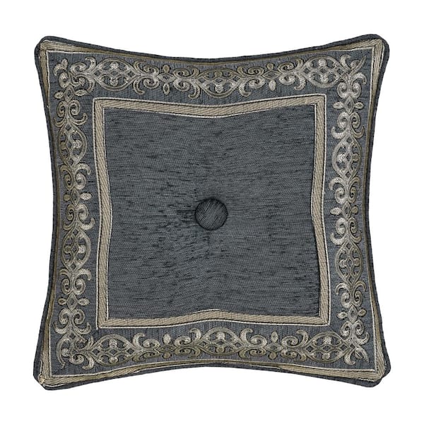 Unbranded Ashley Powder Blue Polyester Border 18 in. Square Decorative Throw Pillow 18 in. L x 18 in. W