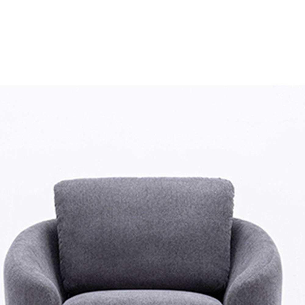 Yuina Gray Leather and Wood Accent Chair with Metal Legs