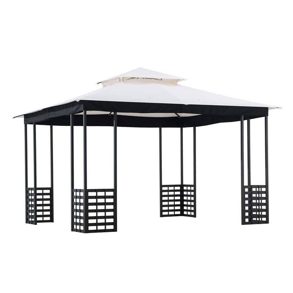 Sunjoy Brook Park 11 ft. x 13 ft. White Canopy Roof 2-tier