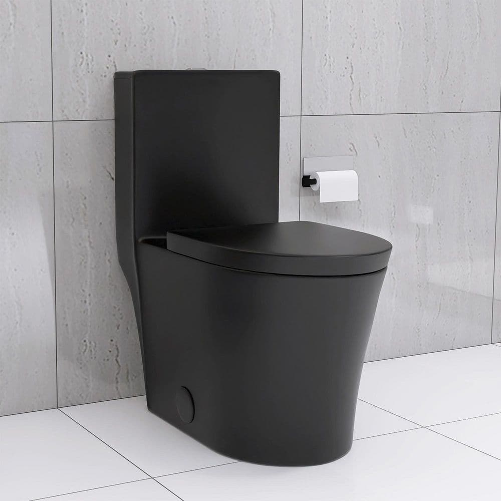 1.1/1.6 GPF Dual Flush Elongated 1-Piece Toilet in Matte Black with Map 1000g Soft Closing Seat price history on PriceWatchPro