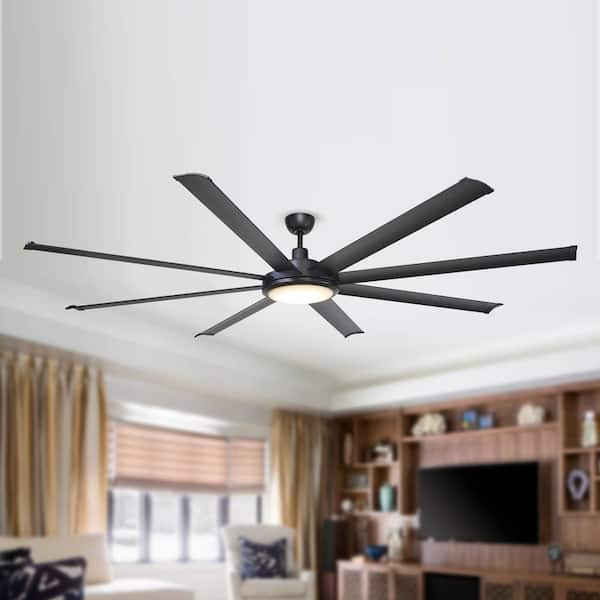 Parrot Uncle 75 in. Integrated LED 8-Blade Matte Black Ceiling Fan with Light and Remote Control
