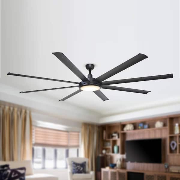 75 in. Integrated LED 8-Blade Matte Black Ceiling Fan with Light and Remote Control