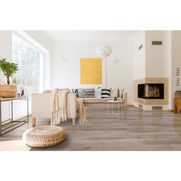 Mystic Gray 20 MIL x 7 in. x 48 in. Clicklock Waterproof Rigid Core Luxury Vinyl Plank Flooring (23.8 sq. ft./Case)