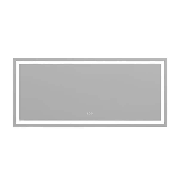 72 in. W x 32 in. H Large Rectangular Frameless Anti-Fog Wall-Mounted LED Bathroom Vanity Mirror in Tempered Glass