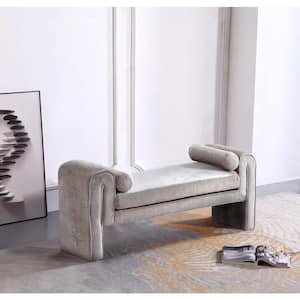 Concord Dove 59 in. Modern Chenille Upholstered Bedroom Bench