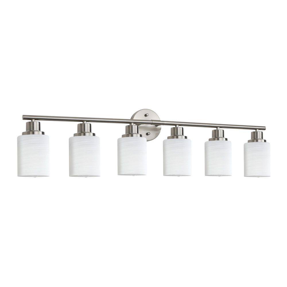 38.6 in. 6-Light Chrome Bathroom Vanity Light with Frosted White Glass Shades price history on PriceWatchPro
