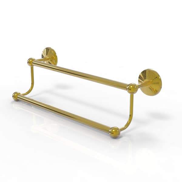 Allied Brass Prestige Monte Carlo Collection 36 in. Wall Mounted Double Towel Bar in Unlacquered Brass