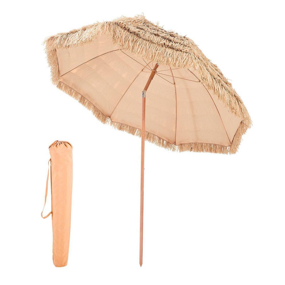 8 ft Thatched Patio Umbrella with Tilt, Hawaiian Style Beach Parasol with Durable PP Thatch and 8 Metal Ribs price history on PriceWatchPro