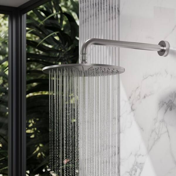 Angelsey 2-Spray 12 in. Wall Mount Dual Shower Head Handheld Shower Head 1.8 GPM in Brushed Nickel (Valve Included)