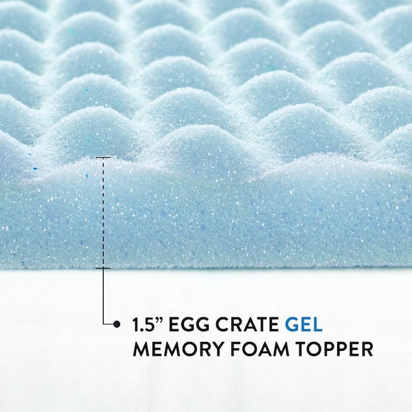 MELLOW 1.5 in. Twin Cooling Gel Egg Crate Memory Foam Mattress Topper  HD-ECMF-GM1.5T - The Home Depot