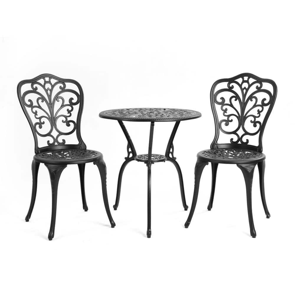 HOMEFUN 3-Piece Antique Bronze Cast Aluminum Outdoor Bistro Sets with ...