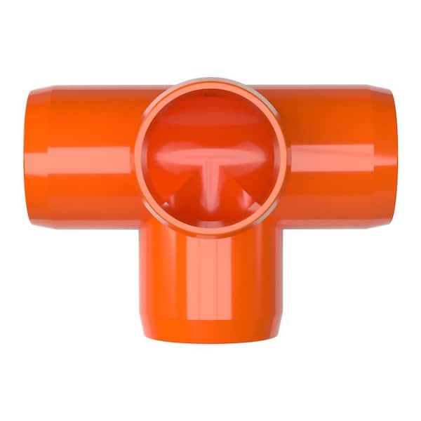 10-PK Orange 1/2" 4-Way PVC Tee Fitting FORMUFIT Furniture Grade Made in USA 