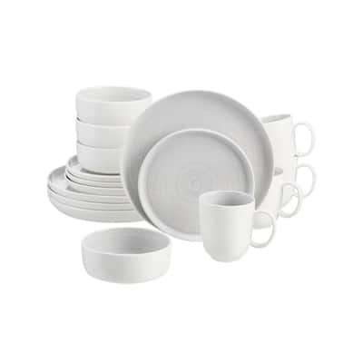 Chastain 16-Piece Swirl Shadow Gray Porcelain Dinnerware Set (Service for 4)