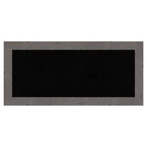 Rustic Plank Grey Narrow Framed Black Corkboard 33 in. x 15 in. Bulletine Board Memo Board
