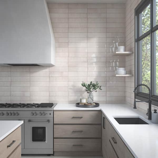 LuxeCraft Arteko White 4 in. x 16 in. Glossy Ceramic Wall Tile (13.2 sq. ft. /Case)