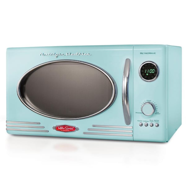 Nostalgia Retro Series 19.5 in. Wide 0.9 cu. ft. 800-Watt Countertop Microwave in Aqua