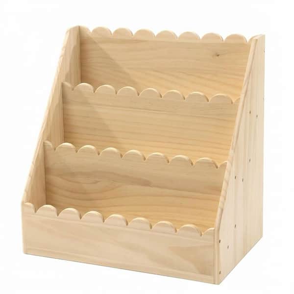 Wood Freestanding Magazine Rack 3-Tier Wooden Bookshelf
