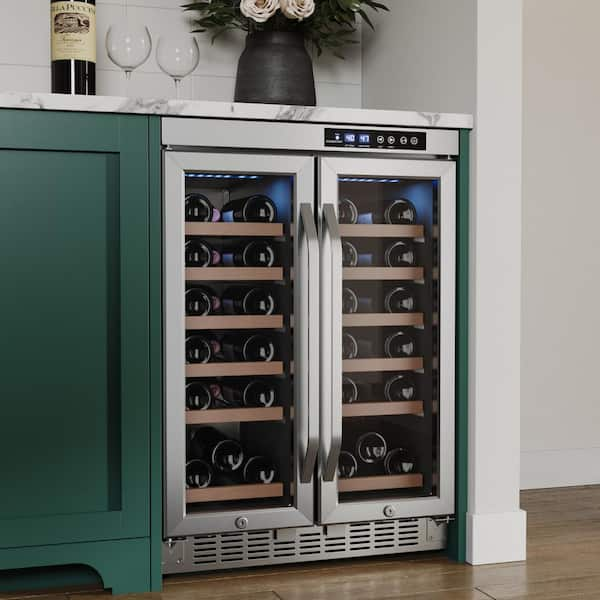 36 Bottle 24 in. Built-In French Door Dual Zone Wine Cooler