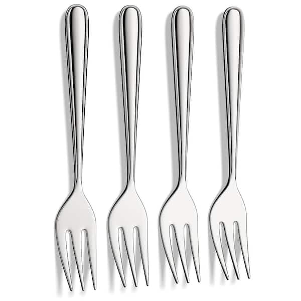 Silver 18/10 Stainless Steel 6 in. Heavy-Duty Mirror-Polished Dessert and Appetizer Forks (Set of 4)