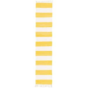 Chindi Rag Striped Yellow and Ivory 2 ft. 7 in. x 10 ft. Area Rug
