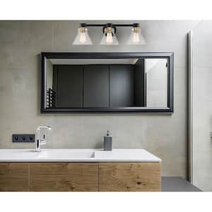 Willow Creek 25 in. 3-Light Matte Black Contemporary Vanity with Clear Glass Shades
