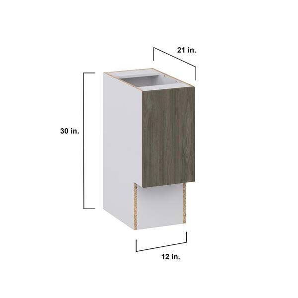 J COLLECTION Medora Textured Slab Walnut Assembled 12 in. W x 30 in. H x 21 in. D Accessible ADA Vanity Base Kitchen Cabinet