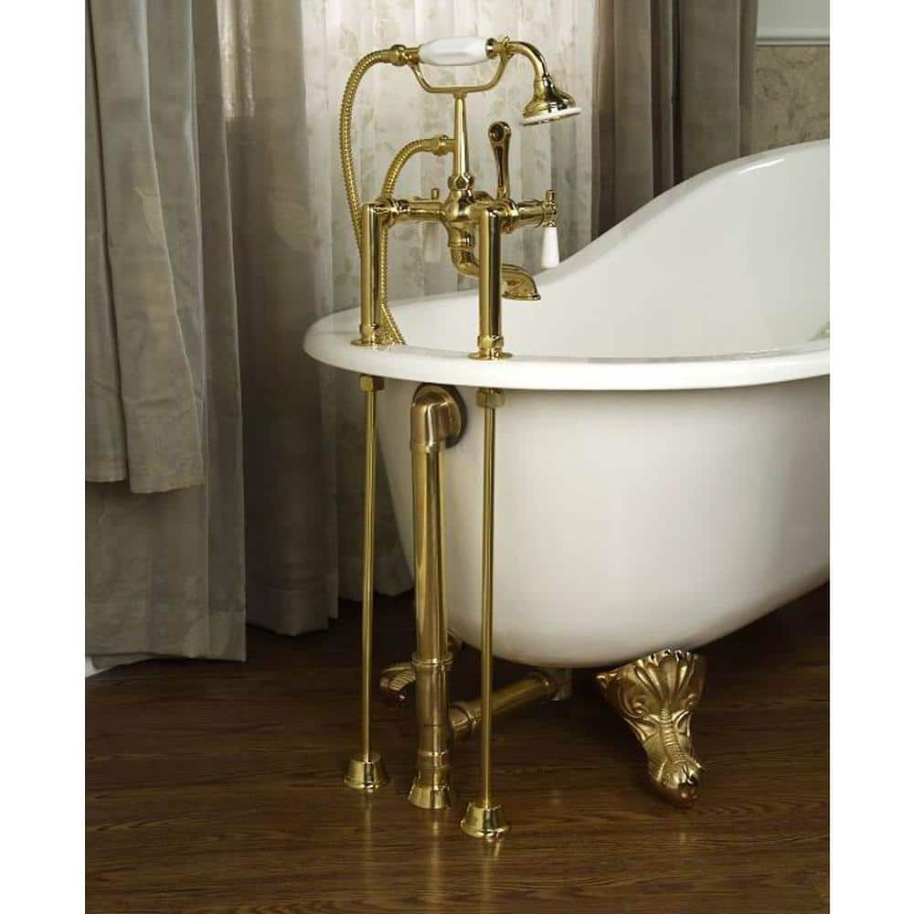 Vintage Polished Brass Clawfoot Tub Waste and Overflow Drain