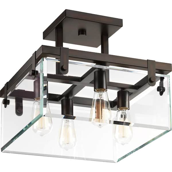Progress Lighting Glayse Collection 4-Light Antique Bronze Semi-Flush Mount