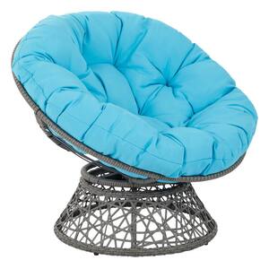 Papasan Series Blue Upholstered Swivel Papasan Chair (Set of 1)