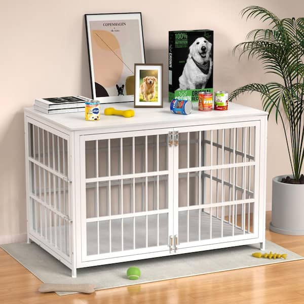 White 32 in. Accent Cabinet Office Storage Cabinet with Double-Sided Opening