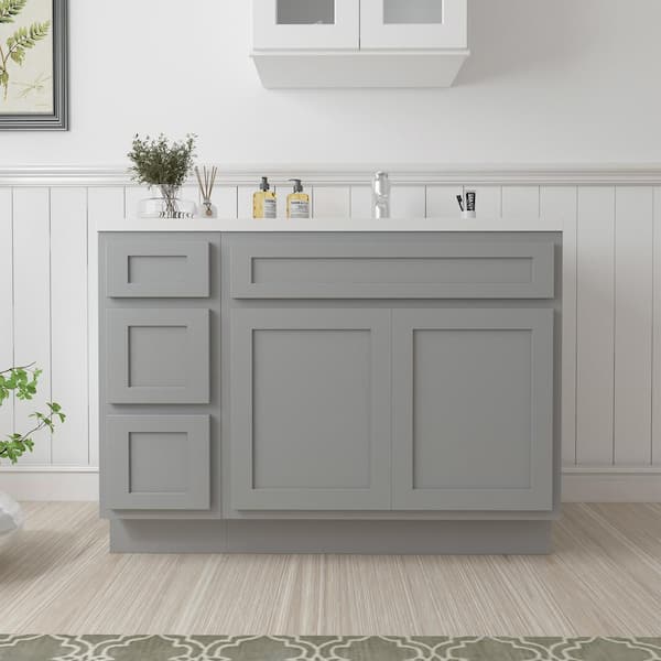 Vanity Art 48 in. W x 21 in. D x 32.5 in. H Bath Vanity Cabinet without Top in Gray