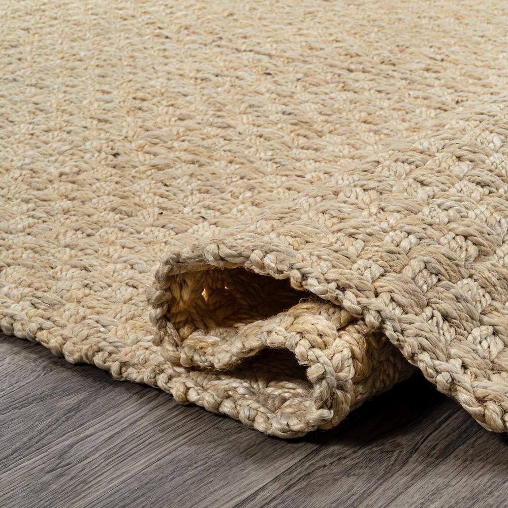 Ivory Handwoven Jute Boucle Chunky 2x8 Runner Rug