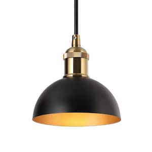 Matte Black & Brass Gold Pendant Lights Fixture, 6 in. Modern Pendant Lighting for Kitchen Island and Dining Room