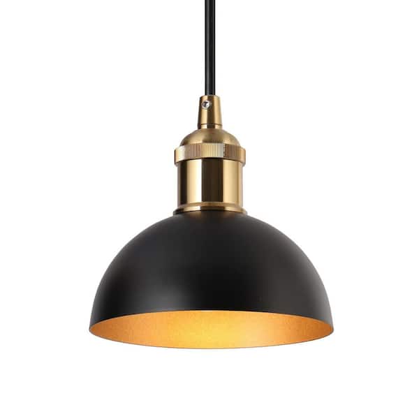 Zevni Matte Black & Brass Gold Pendant Lights Fixture, 6 in. Modern Pendant Lighting for Kitchen Island and Dining Room