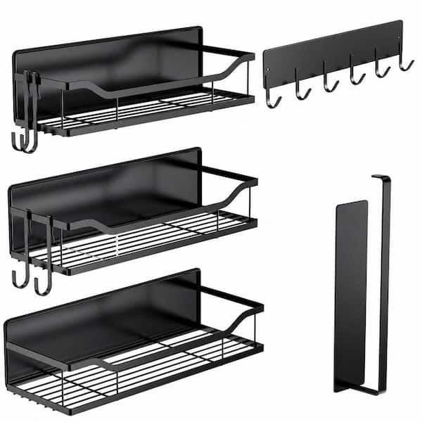 5 Pack Multifunctional Magnetic Shelves with Paper Towel Holder and Utensil Hooks for Refrigerator and Washing Machine