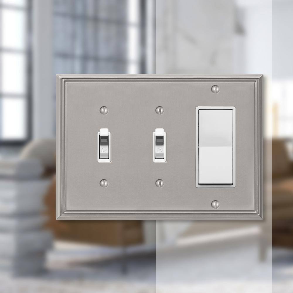 Brushed Nickel 3-Gang Metal Wall Plate