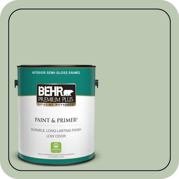 BEHR PREMIUM PLUS 1 gal. #440E-3 Topiary Tint Semi-Gloss Enamel Low Odor Interior Paint & Primer