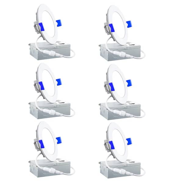 5/6 in. 12-Watt 5CCT Color Selectableled LED downlight Integrated LED Recessed Light Kit 1050LM ETL Listed 6-Pack