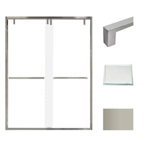 Eden 60 in. W x 80 in. H Sliding Semi-Frameless Shower Door in Brushed Nickel with Low Iron Glass