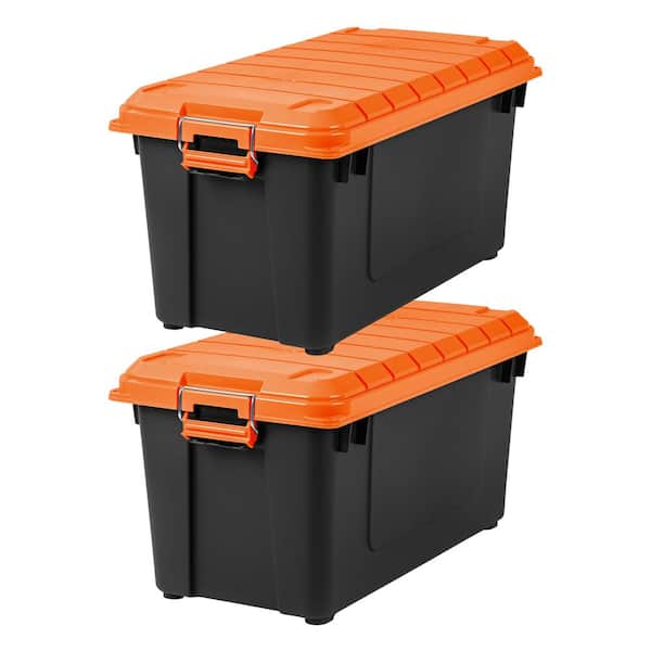 IRIS USA, 76 Quart Heavy Duty Plastic Storage Box, Black, Set of 4