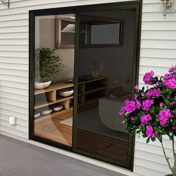 36 in. x 80 in. Adjustable Fit Bronze Steel Sliding Patio Screen Door