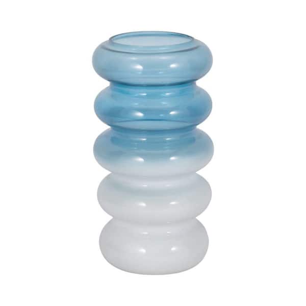 Liv & Skye 12 in. Blue Glass Novelty Accordion Decorative Vase
