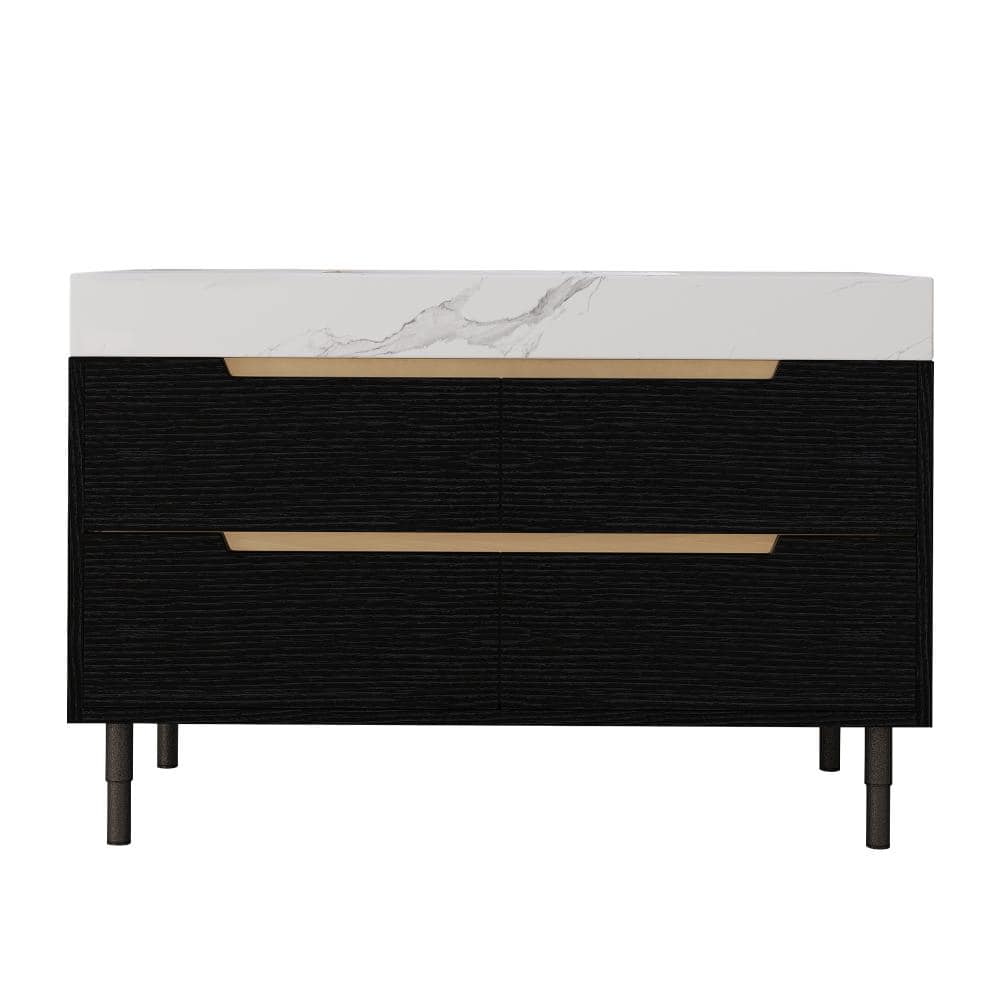 35.4 in. W Single Sink Freestanding Bath Vanity in Black with Carrara White Sintered Stone Top Unassembled price history on PriceWatchPro