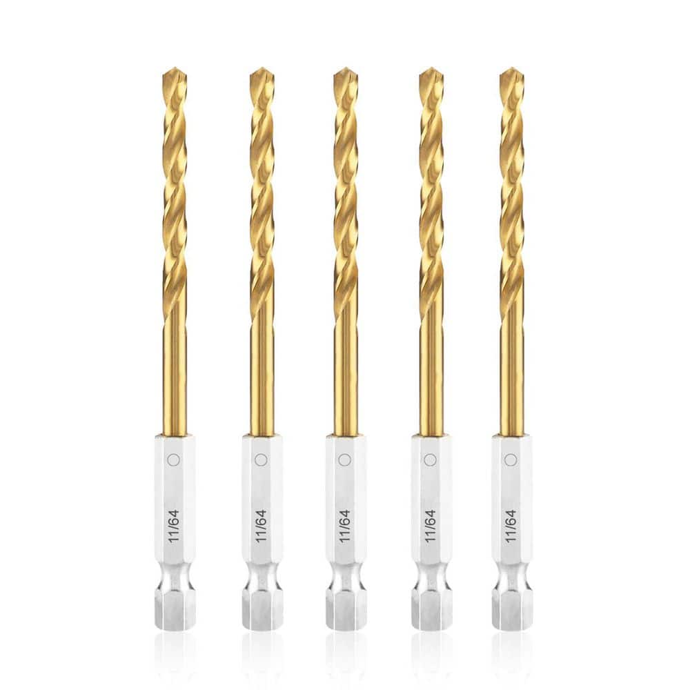 11/64 in. Titanium HSS Twist Hex Shank Drill Bit Set for Metal Steel Wood Plastic, Gold (5-Pack) price history on PriceWatchPro