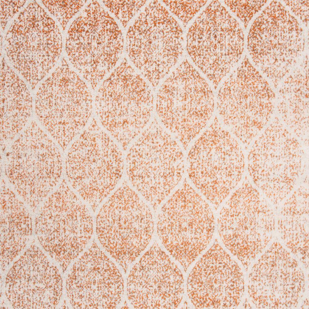 Cream/Orange Easy-Care Synthetic 9' x 12' Area Rug