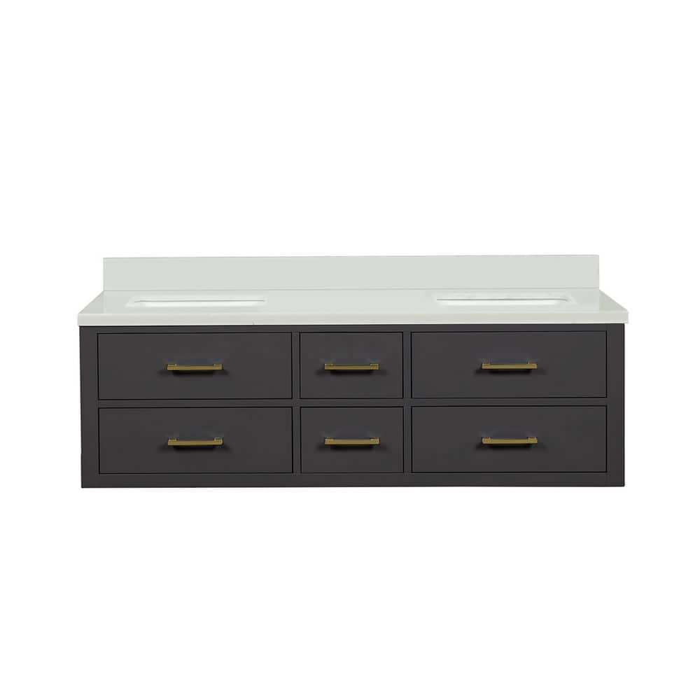 Sherman 60 in. W x 22 in. D Black Double Bath Vanity with Cultured Marble Top price history on PriceWatchPro