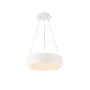 Corso 18 in. 190-Watt Equivalent Integrated LED White Pendant with PC Shade