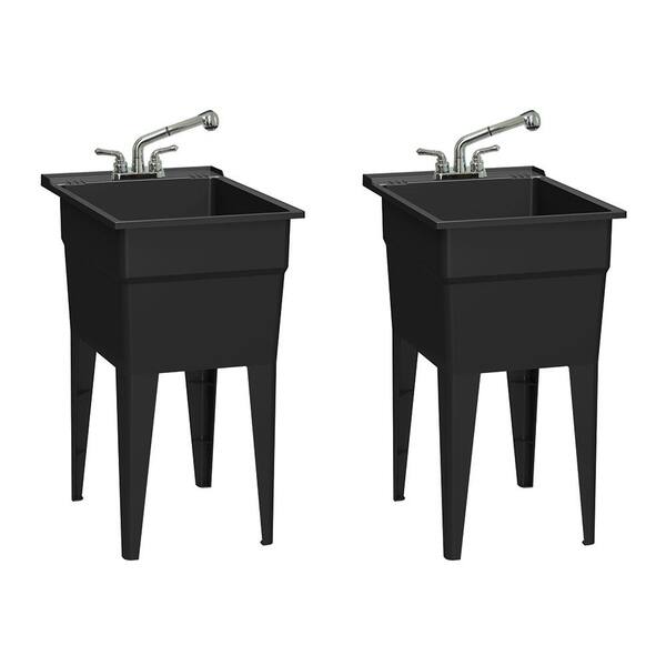 Freestanding Utility Sink With 360° Faucet - 48L Laundry Sink With Washboard, Perfect For Kitchen & Bathroom